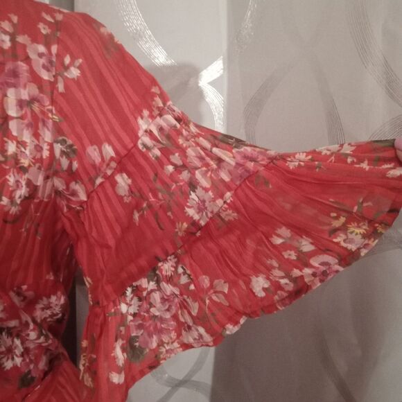 LOFT Red Floral Mini Dress Size S petite. - Picture 5 of 7